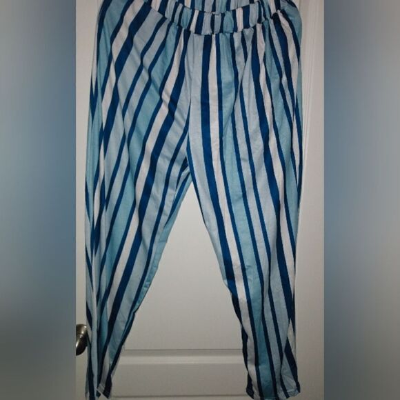 Blue stripe loose leggings NWOT GREAT CONDITION - Picture 1 of 4
